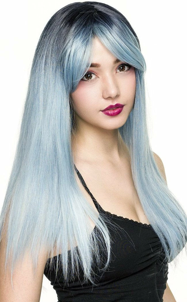 Rockstar Wigs Beauty Bella Dark Root Long Blue Ice Wig 3 Rockstar Wigs Beauty Bella Dark Root Long Blue Ice Wig