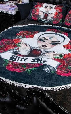 Drop Dead Gorgeous Bite Me Round Blanket Home & Gifts
