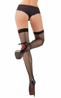 Starline Black Backseam Fishnet Thigh Highs Clothing