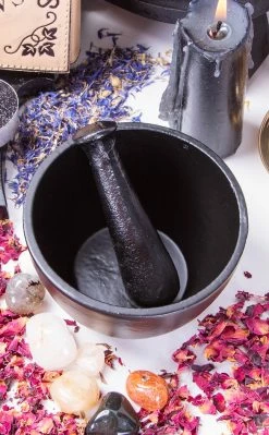 TB Witchcraft Black Cast Iron Mortar & Pestle