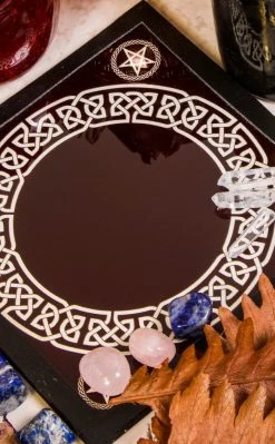 Homewares Black Glass Scrying Mirror