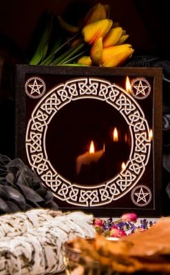 Homewares Black Glass Scrying Mirror