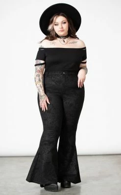 Killstar Black Lily Bell Bottoms