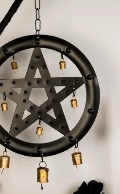 TB Home & Gifts Black Pentagram Wind Chime