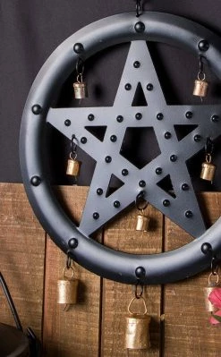 TB Home & Gifts Black Pentagram Wind Chime