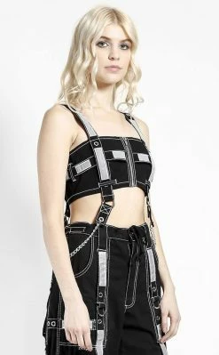Tripp NYC Black Reflective Chain Crop