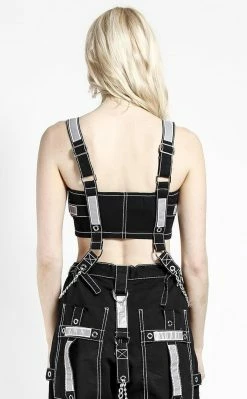 Tripp NYC Black Reflective Chain Crop