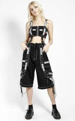 Tripp NYC Black Reflective Chain Crop