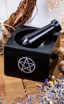 TB Black Soapstone Mortar & Pestle | Pentacle Witchcraft