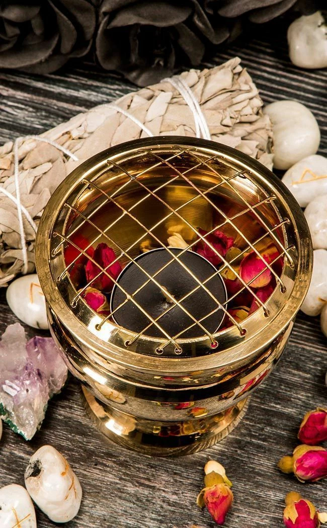 Brass Charcoal Incense Burner 7 Brass Charcoal Incense Burner