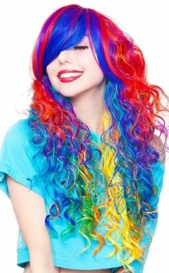 Rockstar Wigs Bright Rainbow Rock Long Curly Wig Beauty