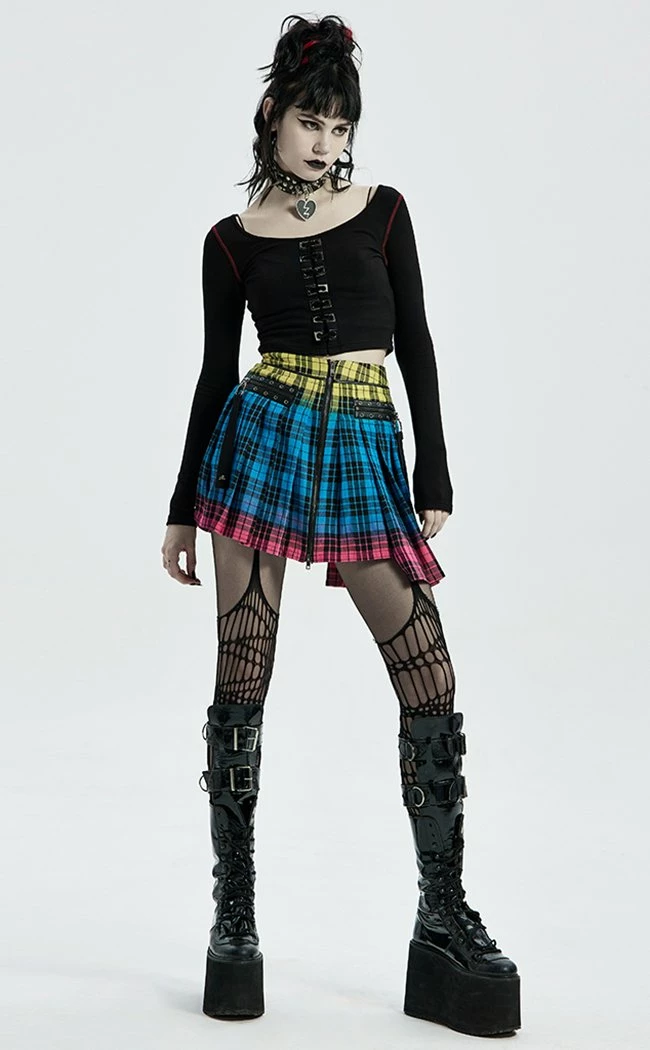 Punk Rave Bright Stuff Tartan Skirt Clothing 3 Punk Rave Bright Stuff Tartan Skirt Clothing