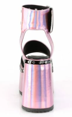 Demonia CAMEL-102 Pink Holo Platform Slides