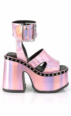 Demonia CAMEL-102 Pink Holo Platform Slides