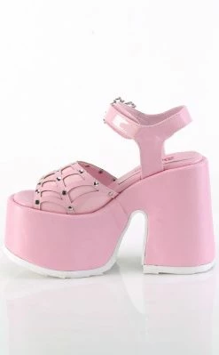Demonia Shoes CAMEL-17 Baby Pink Platform Spider Sandals