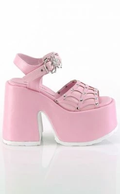 Demonia Shoes CAMEL-17 Baby Pink Platform Spider Sandals