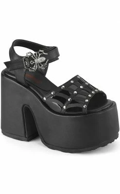 Demonia CAMEL-17 Black Matte Platform Spider Sandals