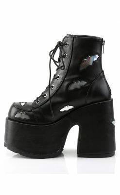 Demonia CAMEL-201 Black Hologram Bat Boots Shoes