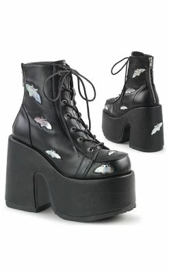 Demonia CAMEL-201 Black Hologram Bat Boots Shoes