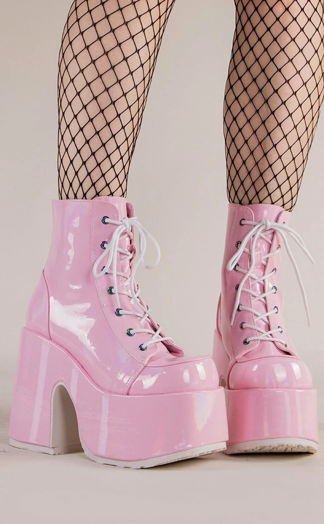 Demonia CAMEL-203 Baby Pink Patent Ankle Boots 5 Demonia CAMEL-203 Baby Pink Patent Ankle Boots