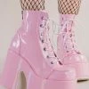 Demonia CAMEL-203 Baby Pink Patent Ankle Boots