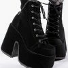 Demonia Shoes CAMEL-203 Black Velvet Boots