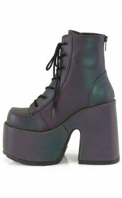 Demonia CAMEL-203 Green Multi Reflective Ankle Boots
