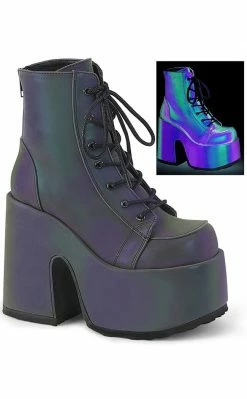 Demonia CAMEL-203 Green Multi Reflective Ankle Boots