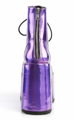 Demonia CAMEL-203 Purple Hologram Ankle Boots Shoes