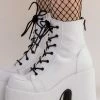 Demonia Shoes CAMEL-203 White Ankle Boots
