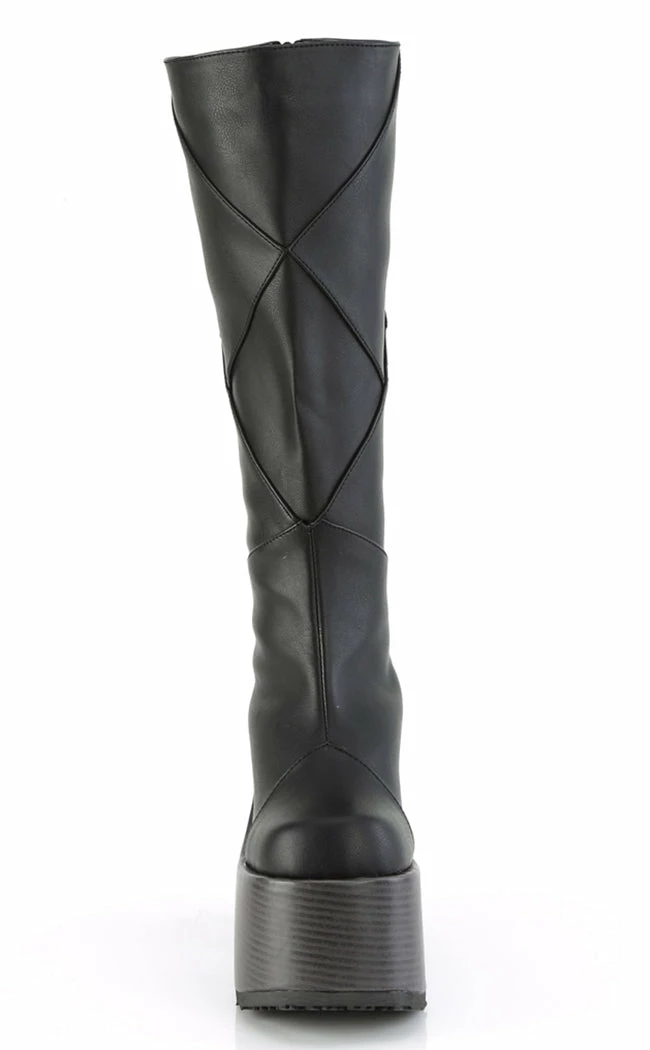 Demonia CAMEL-280 Black Vegan Patchwork Knee Boots Shoes 4 Demonia CAMEL-280 Black Vegan Patchwork Knee Boots Shoes