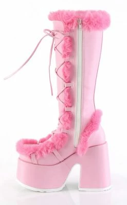 Demonia CAMEL-311 Baby Pink/Hot Pink Fluffy Boots (Au Stock) Shoes
