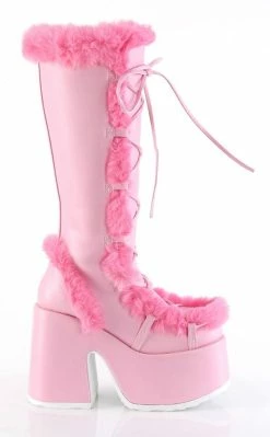 Demonia CAMEL-311 Baby Pink/Hot Pink Fluffy Boots (Au Stock) Shoes