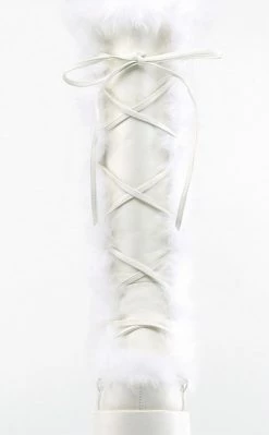 Demonia CAMEL-311 White Vegan Leather Boots (Last Pair: Size 9)