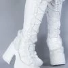 Demonia CAMEL-311 White Vegan Leather Boots (Last Pair: Size 9)