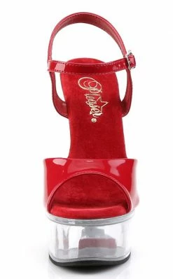 Pleaser CAPTIVA-609 Red Pat/Clr Heels