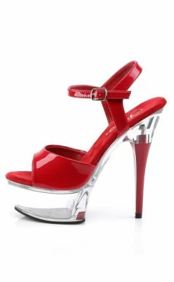 Pleaser CAPTIVA-609 Red Pat/Clr Heels
