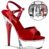 Pleaser CAPTIVA-609 Red Pat/Clr Heels