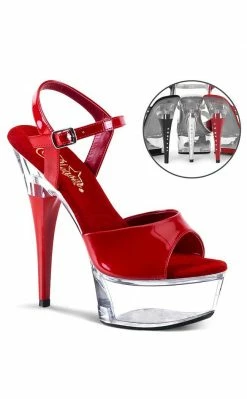 Pleaser CAPTIVA-609 Red Pat/Clr Heels