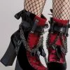 Demonia CHARADE-110 Black & Red Lace Ankle Boots (AU Stock) Shoes