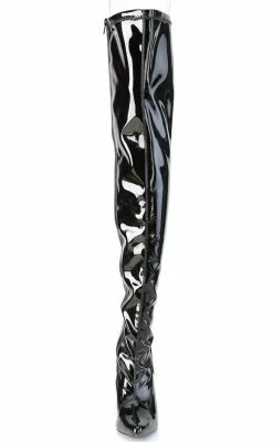Pleaser CLASSIQUE-3000 Black Patent Thigh High Boots Pole Shoes