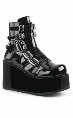 Demonia Shoes CONCORD-57 Black Patent Boots