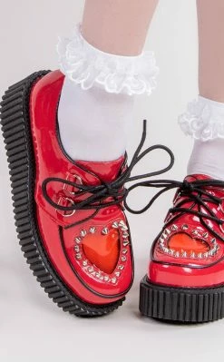 Demonia CREEPER-108 Red Patent Creepers