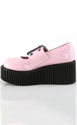 Demonia CREEPER-230 Baby Pink Holo Mary Janes