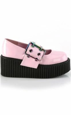 Demonia CREEPER-230 Baby Pink Holo Mary Janes