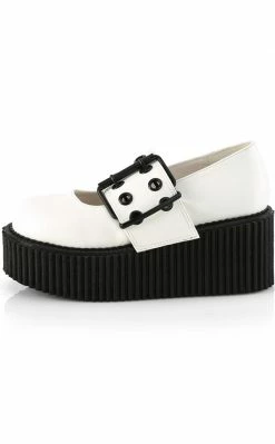 Demonia Shoes CREEPER-230 White Vegan Mary Janes