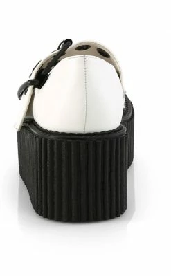 Demonia Shoes CREEPER-230 White Vegan Mary Janes