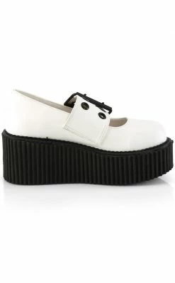 Demonia Shoes CREEPER-230 White Vegan Mary Janes