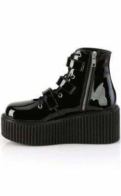 Demonia Shoes CREEPER-260 Black Patent Creeper Boots