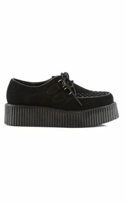 Demonia Shoes CREEPER-402S Black Suede Creepers
